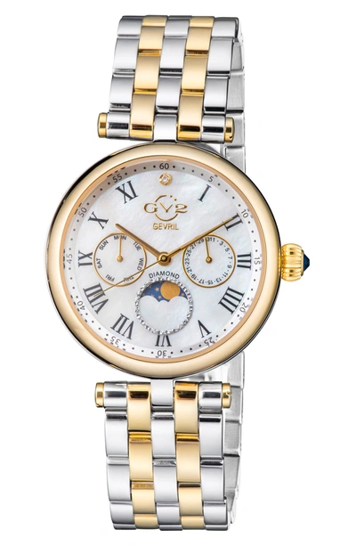 Shop Gv2 Florence Diamond Bracelet Watch, 36mm In Two Tone Ipyg/ Ss