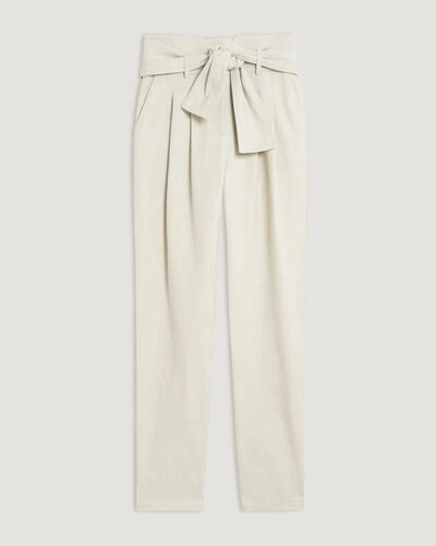 Shop Iro Madeon Cropped Paperbag Trousers In Beige
