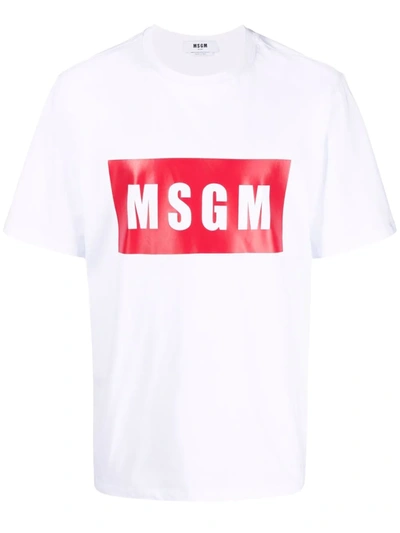 Shop Msgm Logo Box Print T-shirt In White