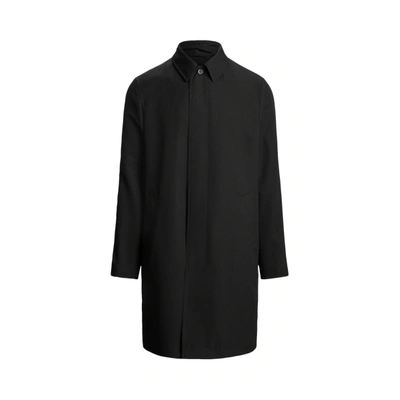 Shop Ralph Lauren Packable Water-repellent Balmacaan Coat In Black