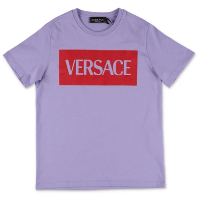 Shop Versace Kids Logo Print T In Purple