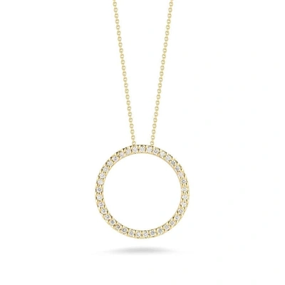 Shop Roberto Coin 18k Yellow Gold Open Diamond Circle Pendant Necklace In Gold-tone