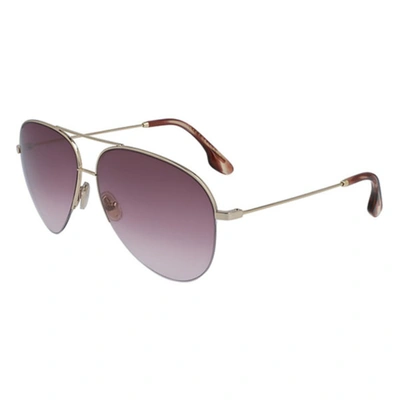 Shop Victoria Beckham Ladies Gold Tone Aviator/pilot Sunglasses Vb90s71262 In Gold Tone,pink
