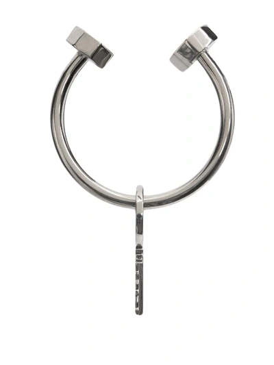 Shop Saint Laurent Logo-engraved Keychain In Silver