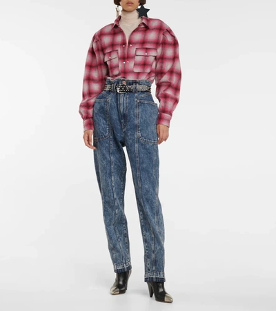 Isabel Marant Étoile Reosi Check Wool Blend Button-up Shirt In Multicoloured