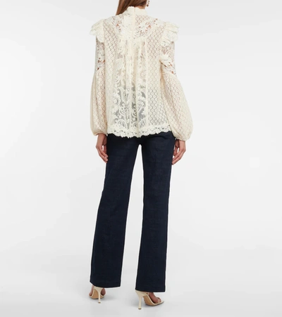 Shop Zimmermann Concert Cotton-blend Lace Blouse In White