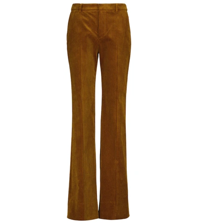 Shop Saint Laurent Low-rise Corduroy Pants In Brown