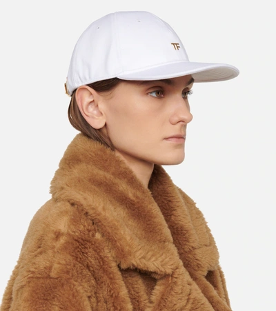 Shop Tom Ford Tf Cotton Baseball Cap In White