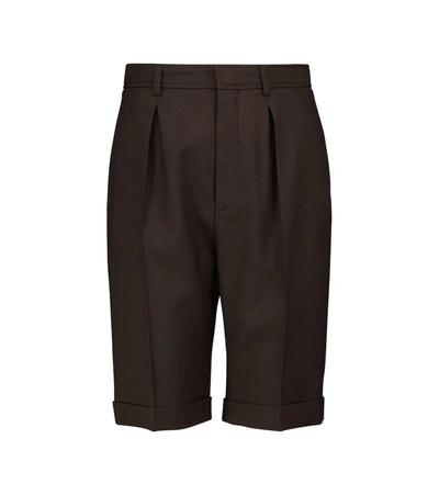 Shop Saint Laurent Wool Bermuda Shorts In Brown