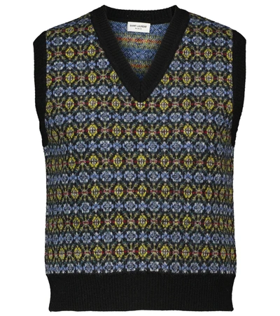 Shop Saint Laurent Wool Sweater Vest In Black