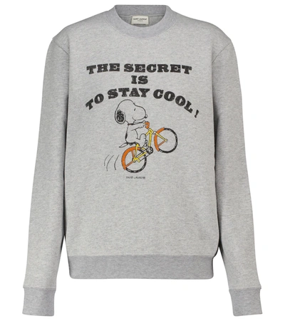 Shop Saint Laurent X Snoopy Cotton-blend Jersey Sweatshirt In Grey