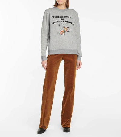 Shop Saint Laurent X Snoopy Cotton-blend Jersey Sweatshirt In Grey