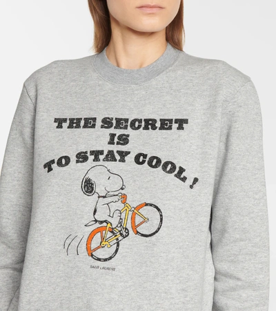 Shop Saint Laurent X Snoopy Cotton-blend Jersey Sweatshirt In Grey