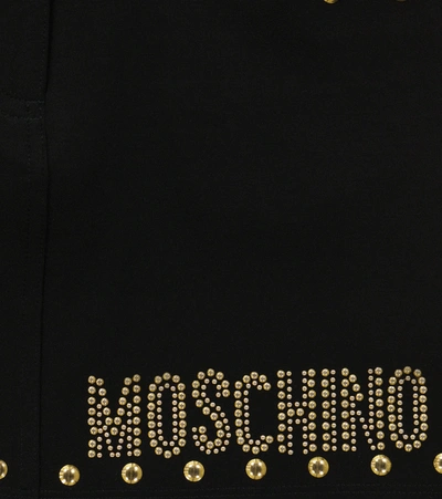 Shop Moschino Teddy-studded Denim Skirt In Black