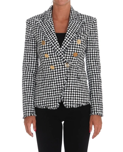 Shop Balmain Tweed Tailored Blazer In Multi