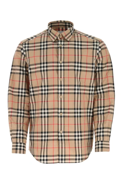 Shop Burberry Check Printed Shirt In Beige