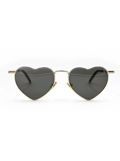 Shop Saint Laurent Eyewear Loulou Heart Frame Sunglasses In Gold