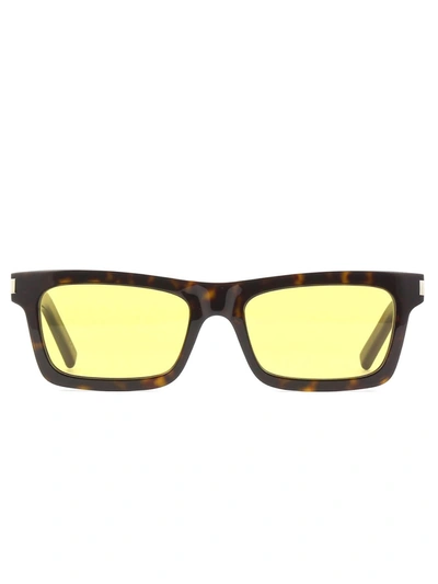 Shop Saint Laurent Eyewear Rectangular Frame Sunglasses In Brown