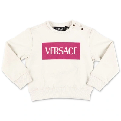 Shop Versace Kids Logo Printed Sweatshirt In White
