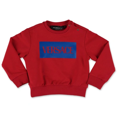 Shop Versace Kids Logo Printed Sweatshirt In Red