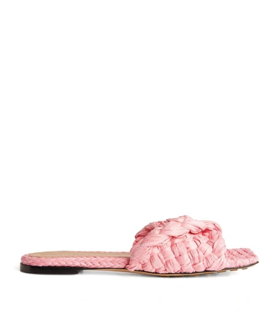 Shop Bottega Veneta Raffia Stretch Sandals In Pink