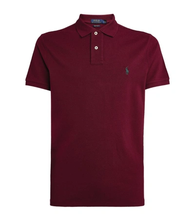Shop Polo Ralph Lauren Cotton Mesh Custom-fit Polo Shirt In Burgundy