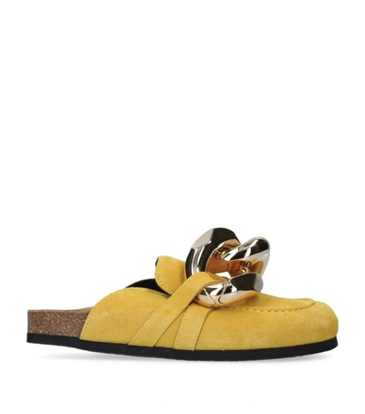 Shop Jw Anderson Suede Chain Loafers In Yellow