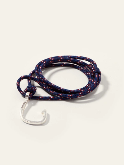 Shop Miansai Hook On Rope Bracelet In Silver Navy Blue