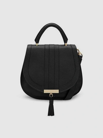 Shop Demellier Mini Venice Saddle Bag In Black Textured