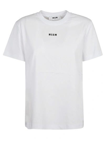 Shop Msgm Regular Chest Logo T-shirt In Optical White