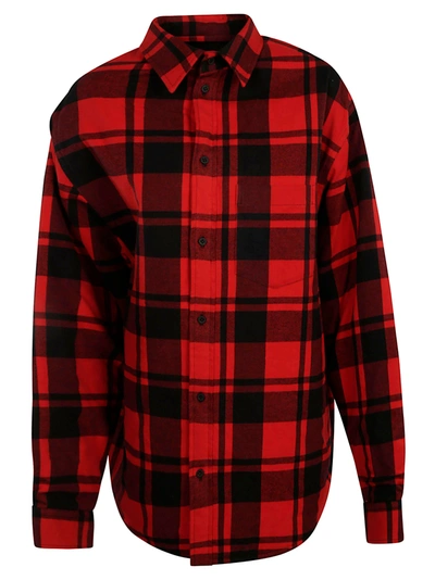 Shop Balenciaga Off Shoulder Shirt In Red/black