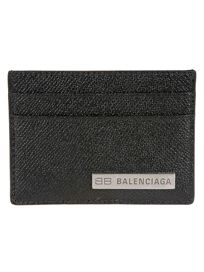 Shop Balenciaga Plate Card Holder In Black