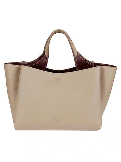 Shop Tod's Florida Double Tote In Sasso/bordeaux