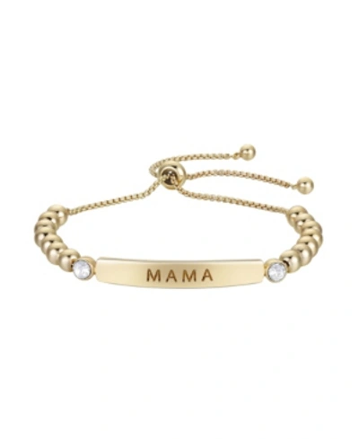 Shop Unwritten Gold Flash Plated "mama" Bar And Bead Bolo Bracelet In Gold-plated