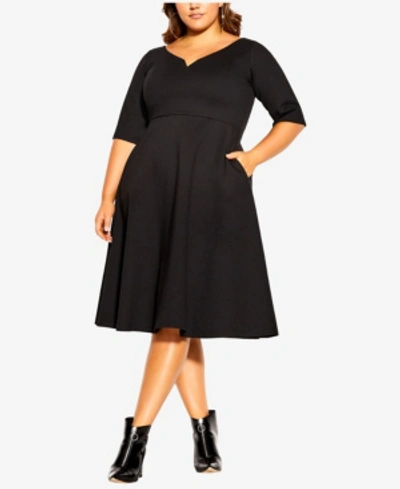Shop City Chic Plus Size Cute Girl Elbow Sleeve Dress In Black