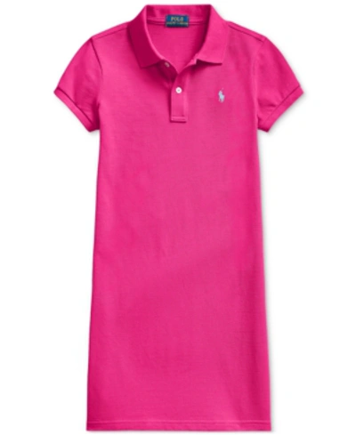 Shop Polo Ralph Lauren Big Girls Cotton Mesh Polo Dress In Aruba Pink