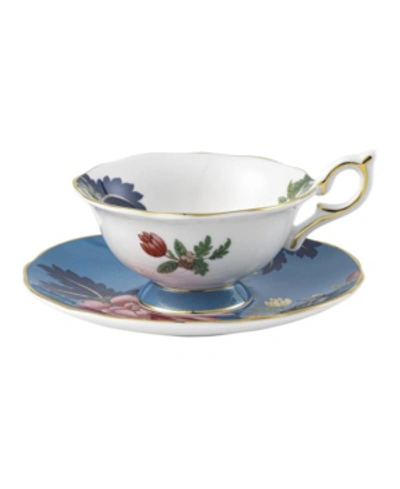 Shop Wedgwood Wonderlust Sapphire Garden 2 Piece Teacup Saucer Set In Multi