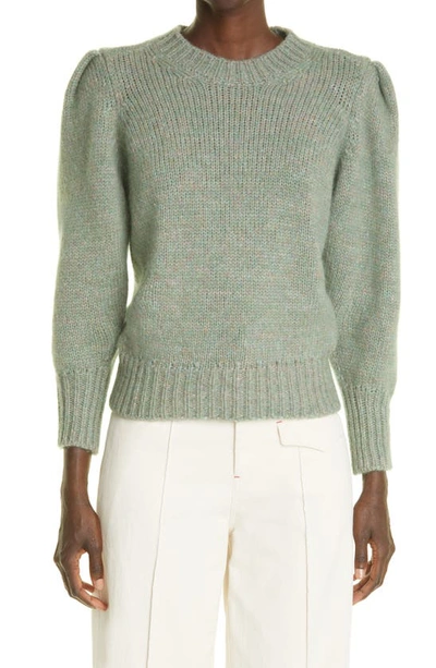 Shop Isabel Marant Emma Puff Sleeve Alpaca Blend Sweater In Aqua
