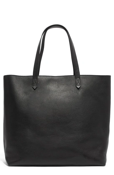 Shop Madewell Zip Top Transport Leather Tote In True Black