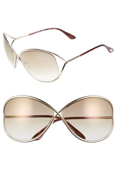 Shop Tom Ford Miranda 68mm Open Temple Oversize Metal Sunglasses In Shiny Rose Gold/ Brown