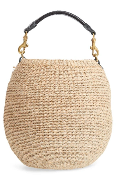 Shop Clare V Pot De Miel Top Handle Straw Basket Bag In Cream