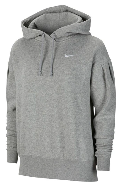 Shop Nike Sportswear Fleece Hoodie In Dark Grey Heather/ White