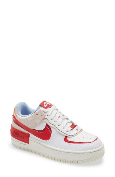 Nike Women's Air Force 1 Shadow Shoes In Summit White/ University Red