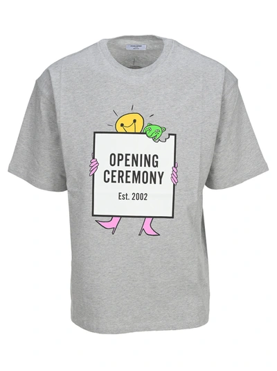 Shop Opening Ceremony Light Bulb Box Logo Print T-shirt In Grey Mel