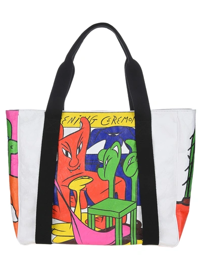Shop Opening Ceremony Cartoon-print Tote Bag In White