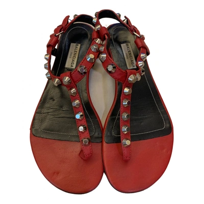Pre-owned Balenciaga Leather Flip Flops In Red