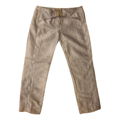 Pre-owned Roberto Cavalli Silk Carot Pants In Grey