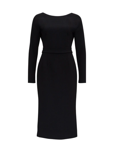 Shop Dolce & Gabbana Crepe Midi Dress In Black