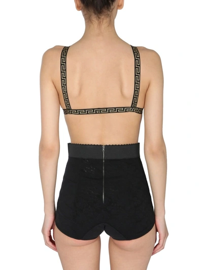 Shop Versace Triangle Bikini With Greek Border In Black