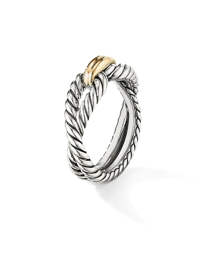 Shop David Yurman Women's Cable Loop Ring With 18k Yellow Gold In Silver